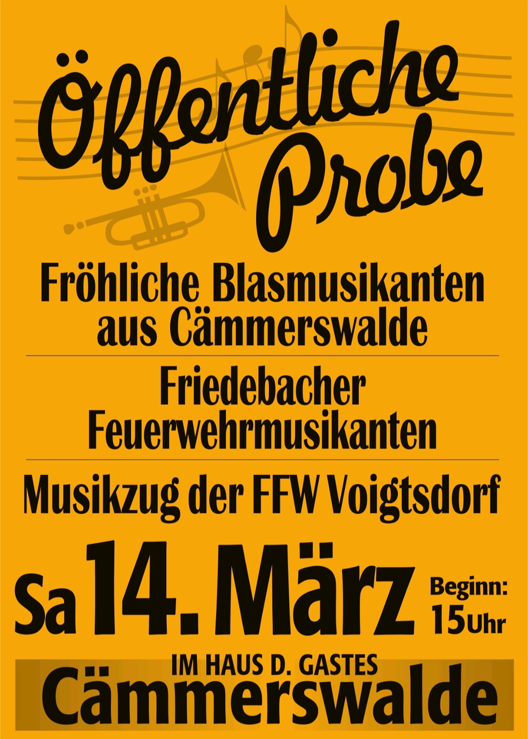 Öffentliche Probe der Fröhlichen Blasmusikanten